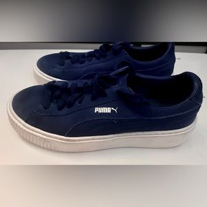 X SOLD X Navy Blue Suede Platform Y2K Core Fashion Sneaker